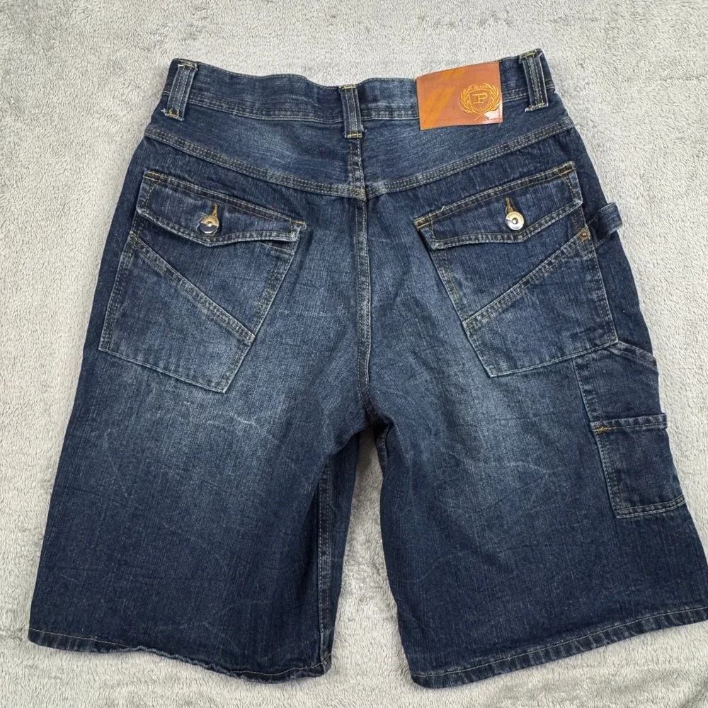 Phat Classic Original Mens Dark Wash Denim Carpenter Shorts Size 32 Indigo Y2K - Picture 3 of 9